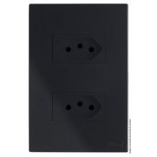 Conjunto Tomada Dupla 10a Separado 4x2 - RECTA Preto Black Satin Fosco